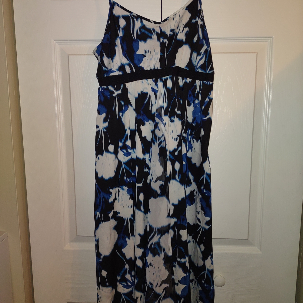 Vera Wang Blue and White Asymmetrical Dress